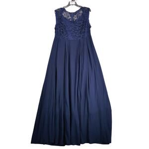 Emerald Sundae Navy Lace Bodice Chiffon Maxi Dress Plus Size 3XL Sleeveless Prom